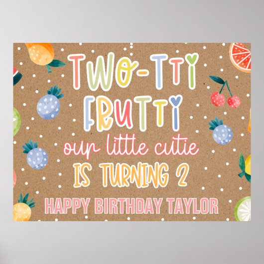 Two-tti Frutti- 2. Geburtstag Obst Thema Poster (Vorne)