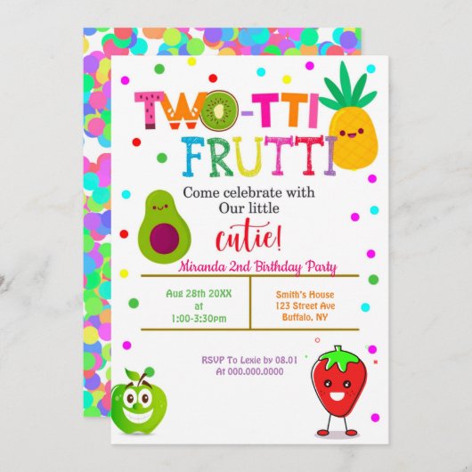 Two-tti Frutti 2. Girl Birthday Party lädt ein (Vorne/Hinten)