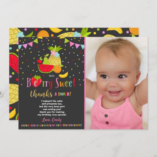 Two-tti Frutti danken Ihnen, Two-tti Frutti Party Dankeskarte (Vorne/Hinten)