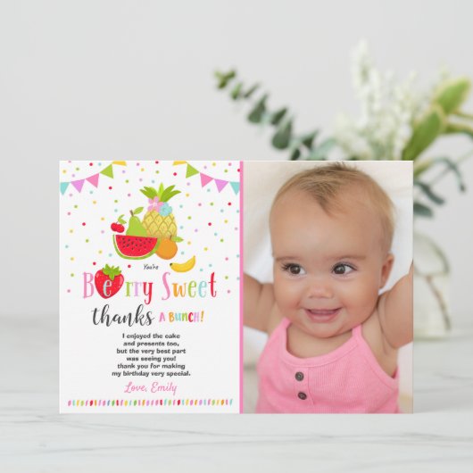 Two-tti Frutti danken Ihnen, Two-tti Frutti Party Dankeskarte (Stehend Vorderseite)