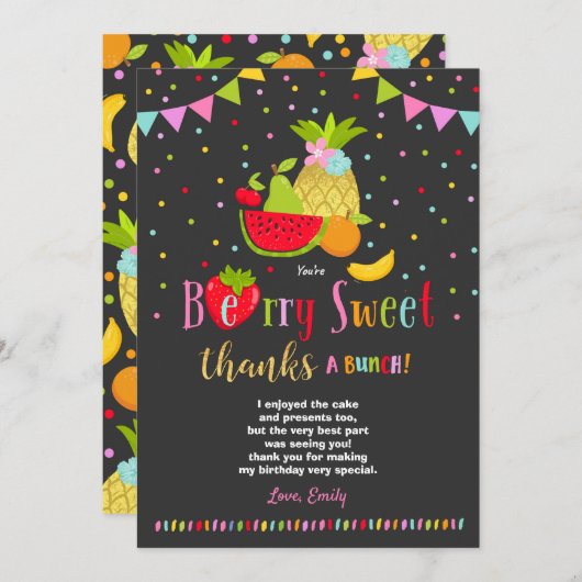 Two-tti Frutti danken Ihnen, Two-tti Frutti Party Dankeskarte (Vorne/Hinten)