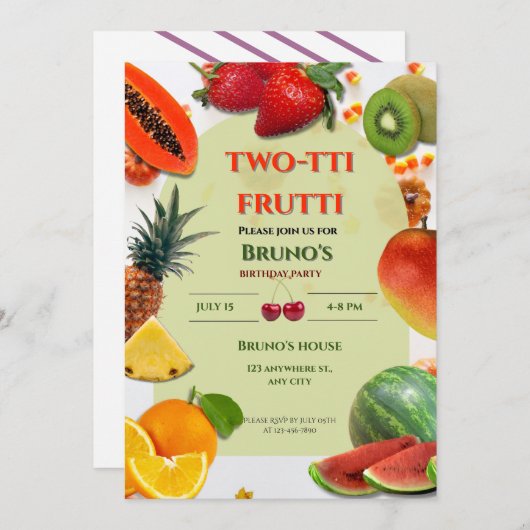 Two-tti Frutti | Geburtstag Einladung (Vorne/Hinten)