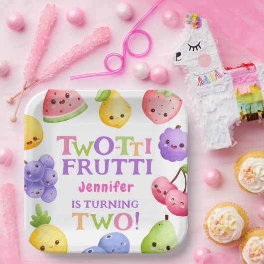 Two-tti Frutti! Girl Pink Süsse Frucht 2. Geburtst Pappteller (Party)