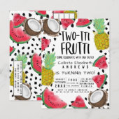 Two-tti Frutti Niedlich Fruit Watercolor 2. Geburt Einladungspostkarte (Vorne/Hinten)