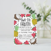 Two-tti Frutti Niedlich Fruit Watercolor 2. Geburt Einladungspostkarte (Stehend Vorderseite)