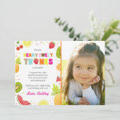 Two-tti Frutti Party Fruit Geburtstag Danke Karte (Stehend Vorderseite)