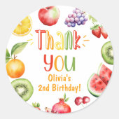 Two-tti frutti Party vielen Dank Runder Aufkleber (Vorderseite)