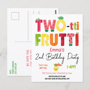TWO-tti Frutti Süßigkeiten 2. Geburtstag Tropische Postkarte