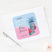 Two-tti Frutti Twins Baby Shower Quadratischer Aufkleber (Umschlag)