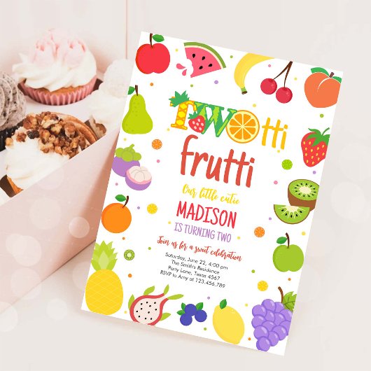 Two-tti Frutti Twotti Frucht Tropisch 2. Geburtsta Einladung