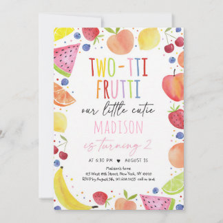 Two-tti Frutti Wasserfarben Mädchen 2. Geburtstag Einladung