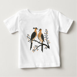 Two Turtle Doves Cut-Out Stencil Retro Style 7 Baby T-shirt