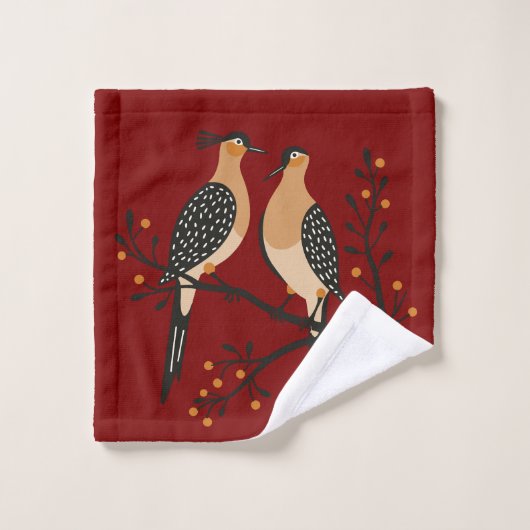 Two Turtle Doves Cut-Out Stencil Retro Style 7 Badhandtuch Set (Waschlappen)