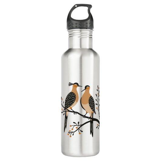 Two Turtle Doves Cut-Out Stencil Retro Style 7 Edelstahlflasche (Vorderseite)
