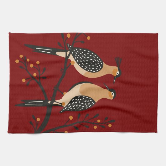 Two Turtle Doves Cut-Out Stencil Retro Style 7 Geschirrtuch (Horizontal)