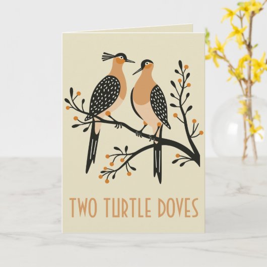 Two Turtle Doves Cut-Out Stencil Retro Style 7 Karte (Gelbe Blume)