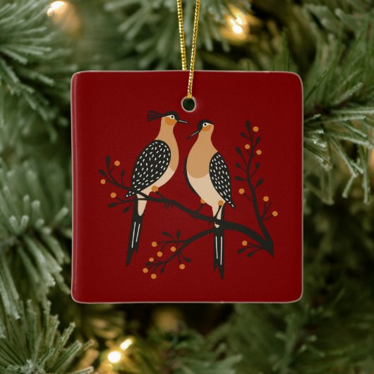 Two Turtle Doves Cut-Out Stencil Retro Style 7 Keramikornament (Baum)
