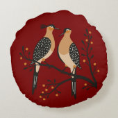 Two Turtle Doves Cut-Out Stencil Retro Style 7 Rundes Kissen (Rückseite)