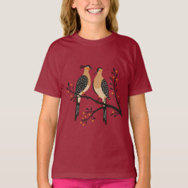 Two Turtle Doves Cut-Out Stencil Retro Style 7 T-Shirt