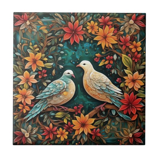 Two Turtle Doves Fliese (Vorderseite)