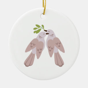 Two Turtle Doves Keramik Ornament