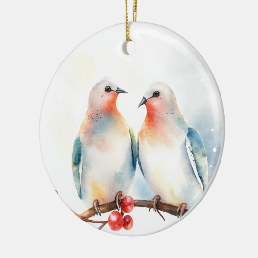 Two Turtle Doves Keramik Ornament (Links)
