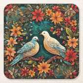 Two Turtle Doves Rechteckiger Pappuntersetzer (Vorderseite)