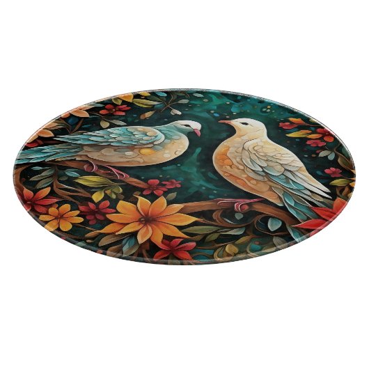 Two Turtle Doves Schneidebrett (Ecke)