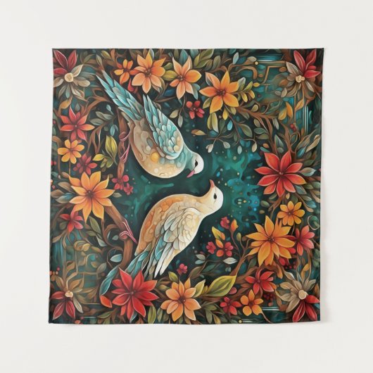 Two Turtle Doves Wandteppich (Vorderseite (Horizontal))