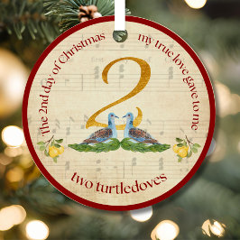 Two Turtledoves 2nd day of Christmas Ornament Aus Metall