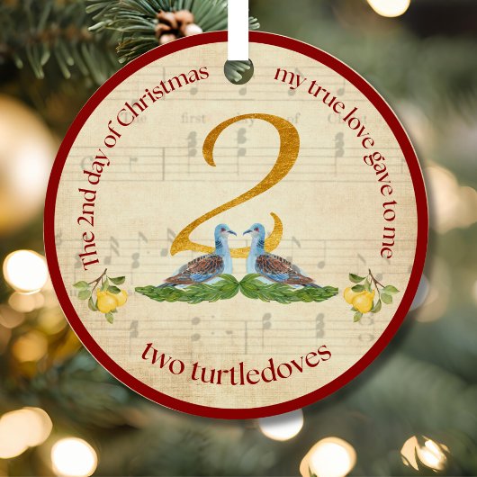 Two Turtledoves 2nd day of Christmas Ornament Aus Metall