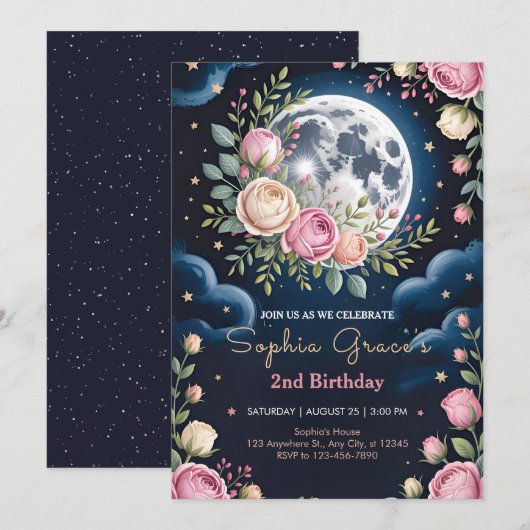 Two Under the Moonlight Einladung (Vorne/Hinten)