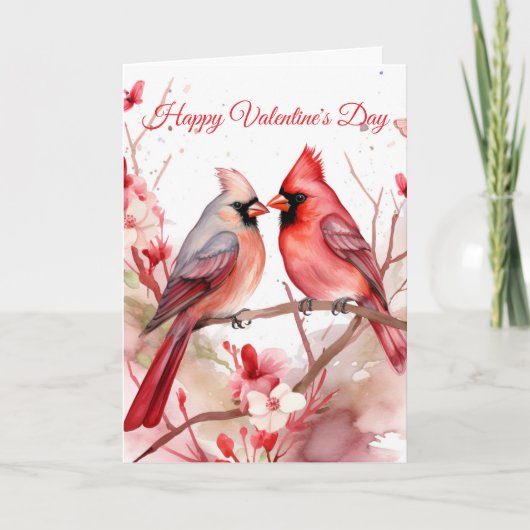 Two Valentine Cardinals Feiertagskarte (Vorderseite)
