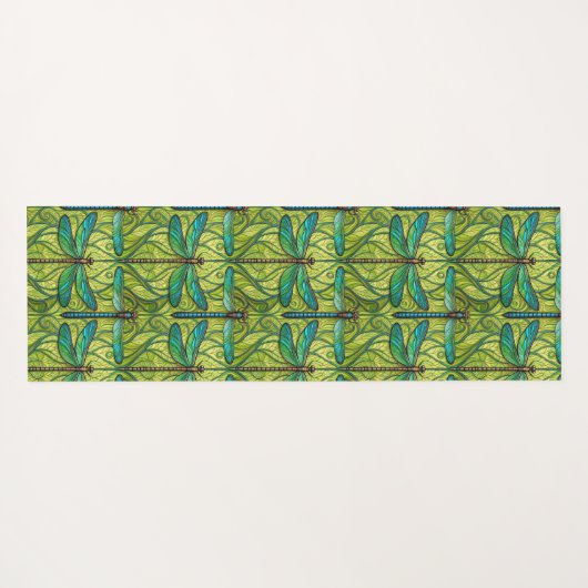 Two views of a green and yellow patterned tile  yogamatte (Rückseite (Horizontal))