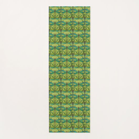 Two views of a green and yellow patterned tile  yogamatte (Vorderseite)