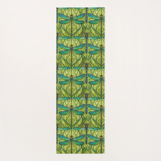 Two views of a green and yellow patterned tile  yogamatte (Rückseite)