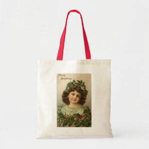 Two Vintage Christmas Young Ladys Niedlich Tragetasche