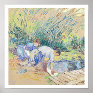 Two Washerwomen (pastel on paper) Poster