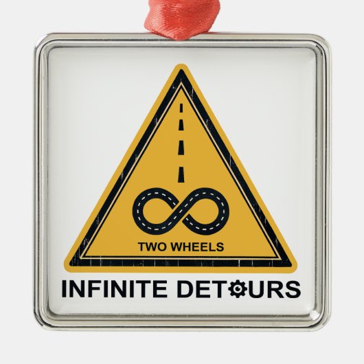 Two Wheels Infinite Detours Cycling Ornament Aus Metall (Vorne)