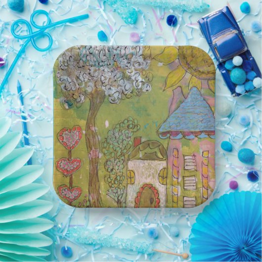 Two Whimsical Houses Pappteller (Party)