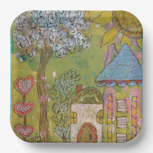 Two Whimsical Houses Pappteller (Vorderseite)