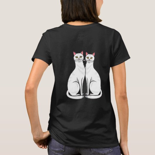 Two White Cats Sitting Side by Side T-Shirt (Rückseite)