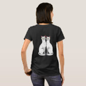 Two White Cats Sitting Side by Side T-Shirt (Schwarz voll)