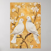  two white doves perched on a branch poster (Vorne)