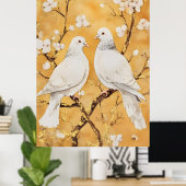  two white doves perched on a branch poster (Heimbüro)