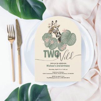 Two Wild Arch Giraffe Animal 2. Geburtstag Party Einladung