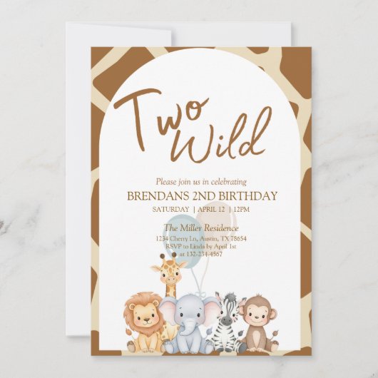 Two Wild Birthday Invitation Einladung (Vorderseite)