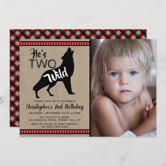 Two Wild Boys Foto 2. Geburtstag Party Einladungen (Vorne/Hinten)