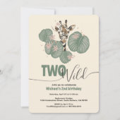 Two Wild Cute Giraffe Animal Birthday Party Einladung (Vorderseite)