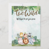 Two Wild Cute Safari Animals Girls 2nd Birthday Einladung (Rückseite)